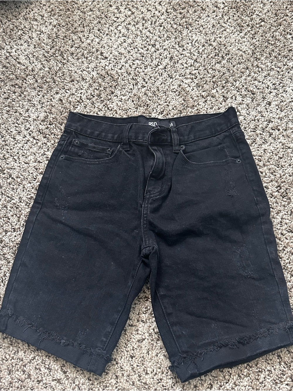 RSQ Jeans Boys Size 14 Black Distressed Denim Shorts